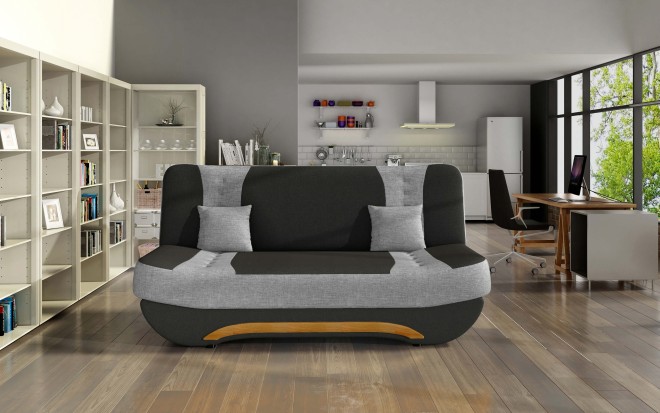 Sofa 2-Sitzer Schlaffunktion Schwarz Grau