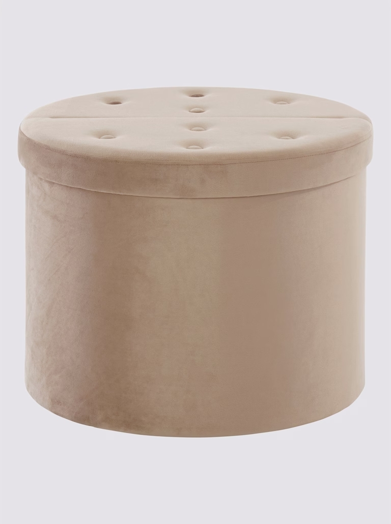 Hocker Samt taupe Samt Ø 60 cm